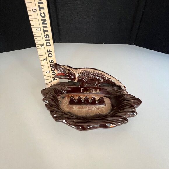 Vintage Florida Alligator Crocodile brown Colorful Souvenir Dish Ashtray Japan 7 - Picture 3 of 8
